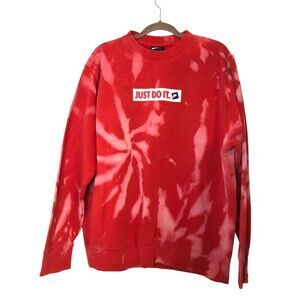 Nike men's customized acid tie-dye crew neck sweatshirt size L Just Do It upcycl